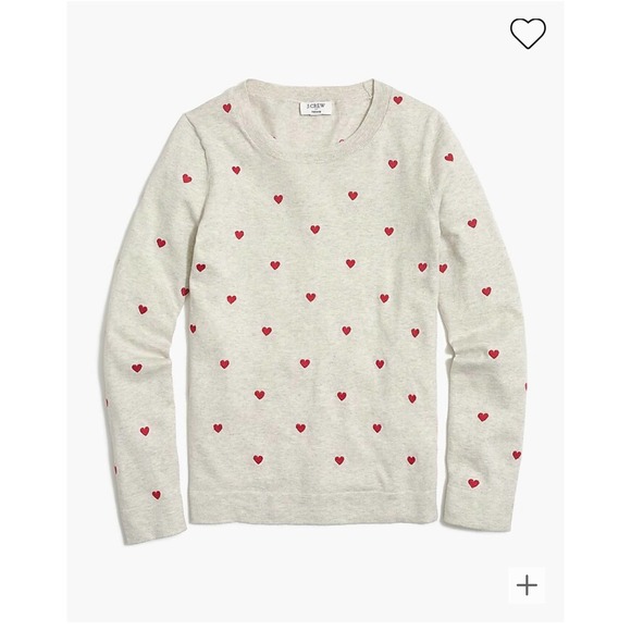 J. Crew Sweaters - J Crew Teddie Gray Sweater with Hearts Embroidered-L